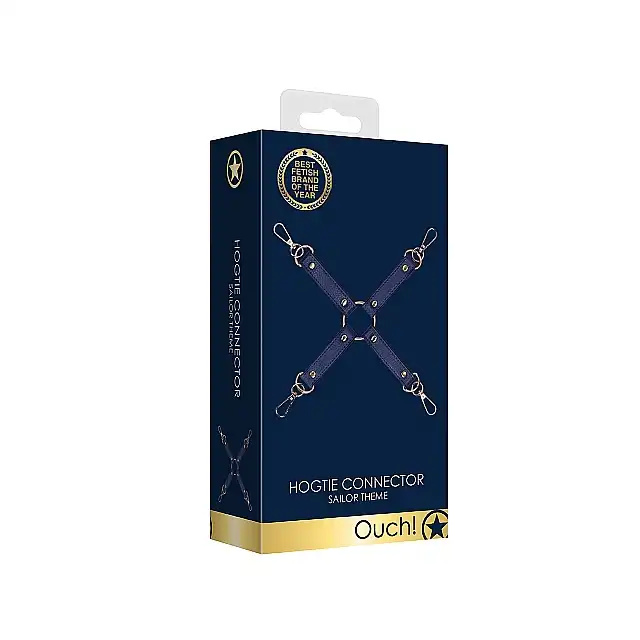 Ouch! -  Hogtie Connector Sailor Blue. Krzyżak do wiązania z extra motywem marynarskim. Ostatnia sztuka!