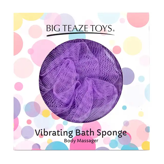 Big Teaze Toys - Bath Sponge Vibrating Purple. Zestaw gąbeczki do kąpieli i wibratora 
