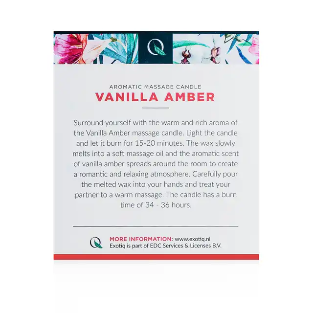 Exotiq - Vanilla Amber Candle 200g. Świeca do masażu o zapachu bursztynu i wanilii 