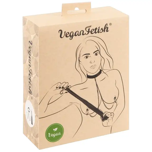 Vegan Fetish - Set. Wegański zestaw z obrożą i klamerkami na sutki