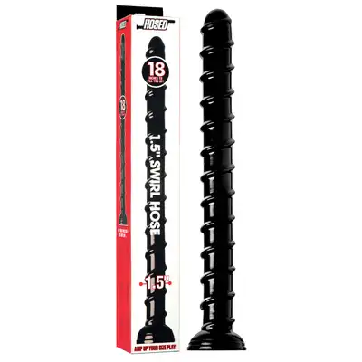 Hosed - Swirl Hose 46 cm Black Dildo. Mega długie giętkie dildo z przyssawką. Extra stymulacja.