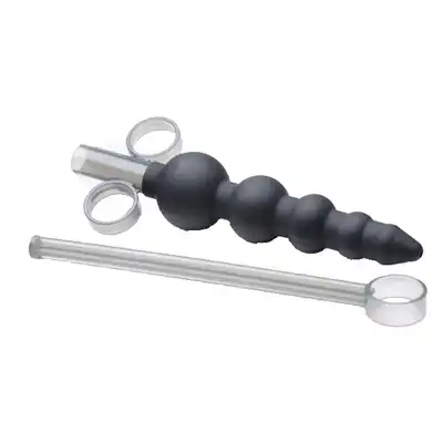 Master Series - Beaded Shooter. Silikonowy aplikator strzykawka analna z koralikami  19,5 cm