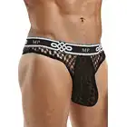 Male Power - Lo Rise Thong Black L/XL. Seksowne męskie slipki z eksponujące pośladki 