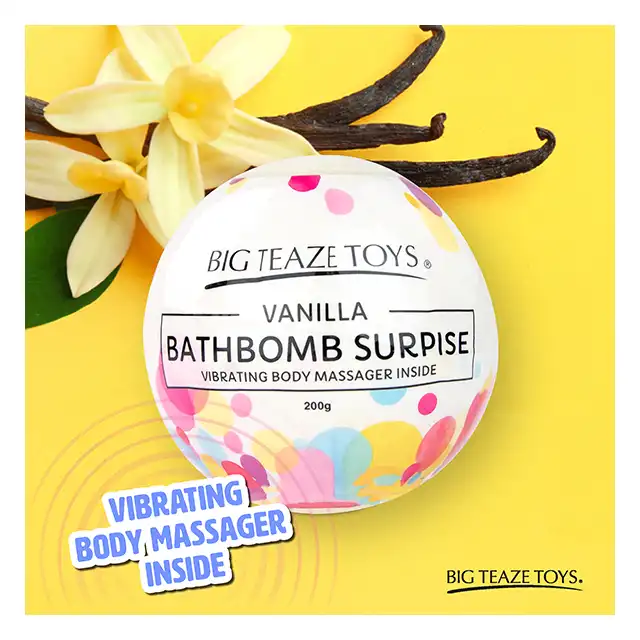 Big Teaze Toys - Bath Bomb Surprise. Pachnąca wanilią kulka soli do kąpieli z ukrytym wewnątrz wibratorem. Extra prezent.