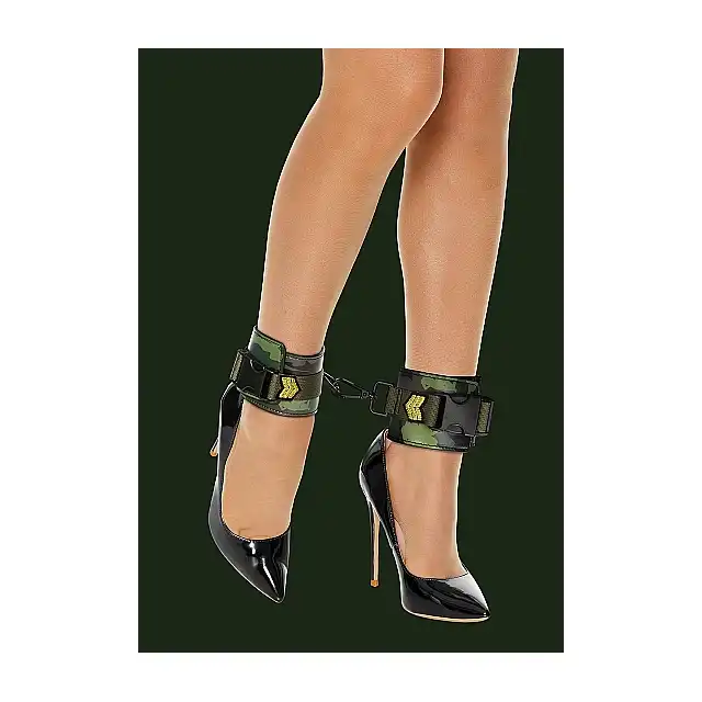 Ouch! -  Ankle Cuffs Army. Kajdanki na nogi moro, motyw wojskowy. Premium design. Ostatnia sztuka!