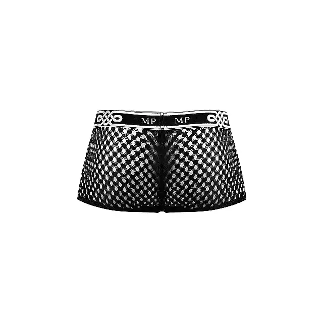 Male Power - Mini Short Black. Bokserki męskie z siateczkowego materiału. Niska talia i miękki materiał