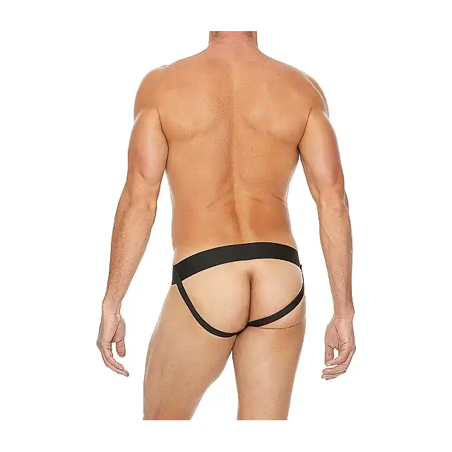 Ouch! - Plain Front With Zip Jock - Elegancki Jockstrap. S/M - Czarna. Fetish Brand of the Year. Ostatnia sztuka!