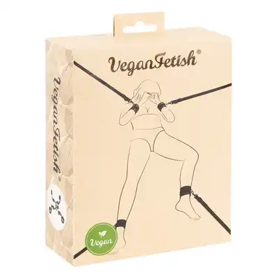 Vegan fetish - Bed Restraint Set. Wegański zestaw do wiązania na łóżku z kajdankami