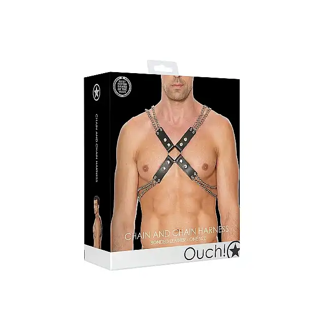 Ouch! - Chain And Chain Harness - Męski elegancki harness. One Size - Czarny. Fetish Brand of the Year Ostatnia sztuka!