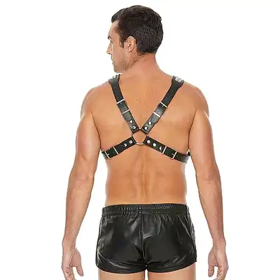 Ouch! - Men's Pyramid Stud Body Harness - Męski super harness. One Size - Czarna. Fetish Brand of the Year. Ostatnia sztuka!