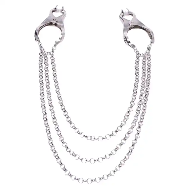 Master Series - Affix Triple Chain Nipple Clamps. Efektowne masywne klamerki na sutki z potrójnym łańcuszkiem