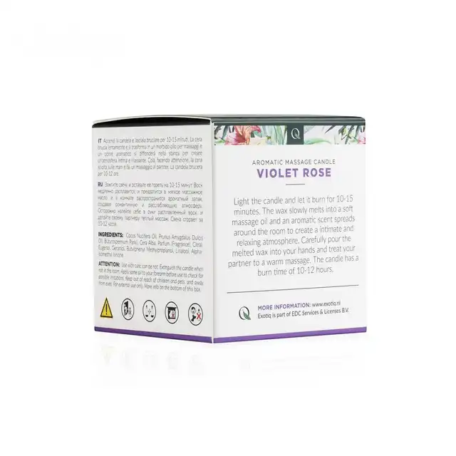 Exotiq - Violet Rose Candle 60 g. Świeca do masażu o zapachu fioletowej róży.