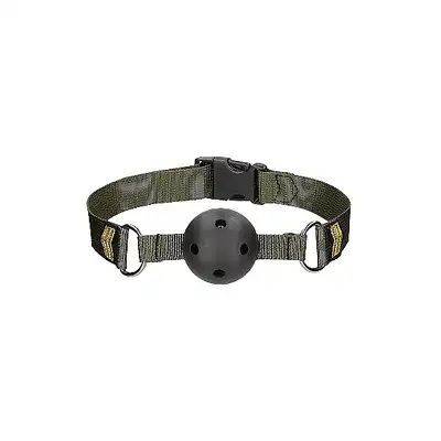 Ouch! - Ball Gag Army. Knebel z otworkami do oddychania w stylu wojskowym 