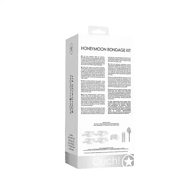 Ouch! - Honeymoon Bondage Kit. Niezwykły biały satynowy zestaw do wiązania wykończony satyną 