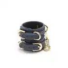Nsnovelties - Bondage Couture. Wrist Cuff. Super dizajnerskie kajdanki. Niebieski plus złoty metal. Boskie.