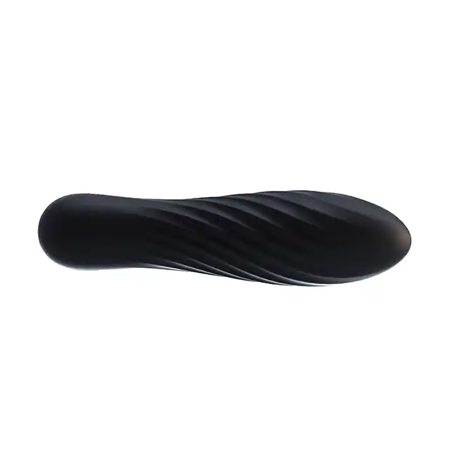 Svakom - Tulip Vibrator Black. Mini wibrator o prążkowanej zakrzywianej strukturze. USB