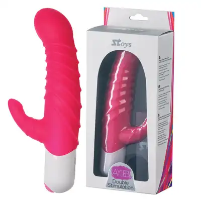 Stoys - Ayleen Silicone Vibrator. Prążkowany wibrator ze stymulatorem łechtaczki. Mocne wibracje 