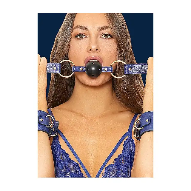 Ouch! - Breathable Ball Gag Sailor Blue. Marynarski knebel z otworkami do oddychania 