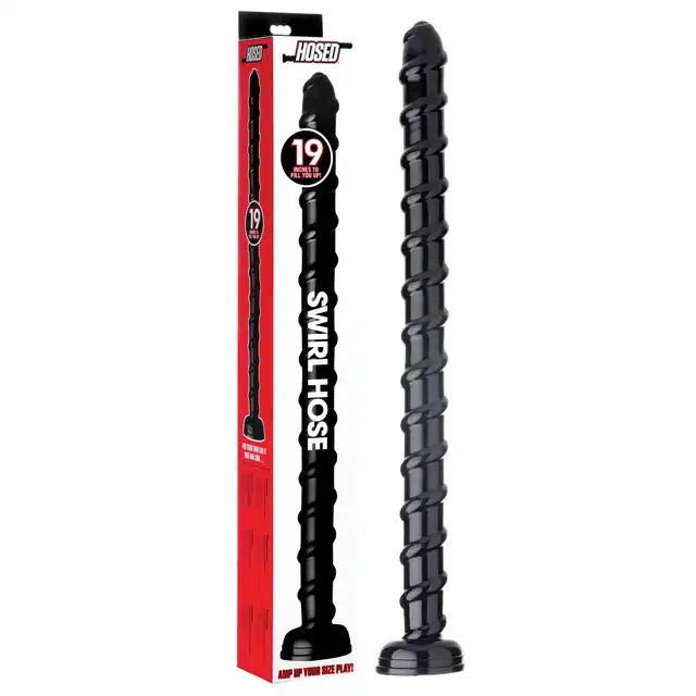 Hosed - Swirl Hose 54 cm. Mega dildo dla mega emocji. Czarne, elastyczne, z mocną przyssawką.