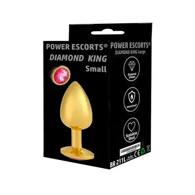 Plug-Diamond King Small-Butt Plug-Gold/Light Blue Stone