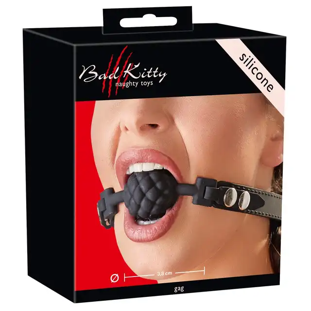 Bad kitty - Gag. Teksturowany silikonowy knebel w kształcie kuli 