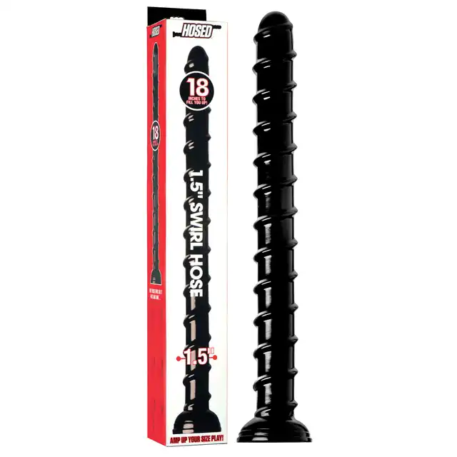 Hosed - Swirl Hose 46 cm Black Dildo. Mega długie giętkie dildo z przyssawką. Extra stymulacja.
