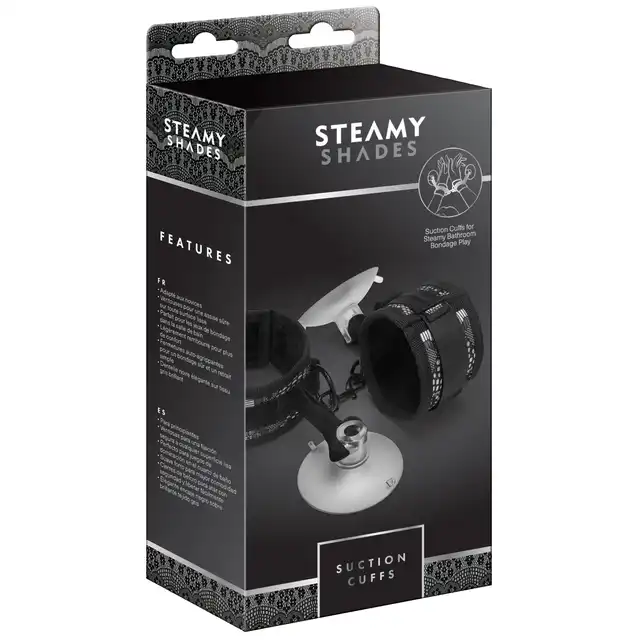 Steamy Shades - Suction Cuffs. Eleganckie kajdanki z mocnymi, rewolucyjnymi przyssawkami. 