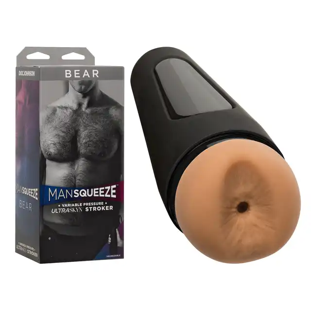 Man Squeeze - Bear. Męski masturbator z matriału Ultraskyn. Cyberskóra, regulowany nacisk. ciasny strukturyzowany otwór.