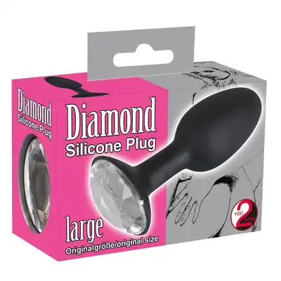 You2Toys - Butt Plug Diamond L. Duży silikonowy plug analny w kształcie jajka z bezbarwnym kryształkiem. Zabłyśnij przed partnerem