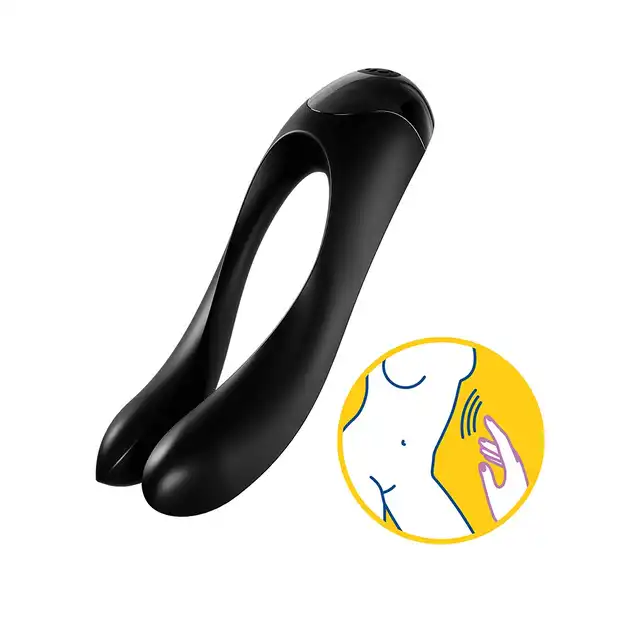 Satisfyer - Candy Cane Black - wszechstronny wibrator na palec. Stymulacja wielu miejsc erogennych