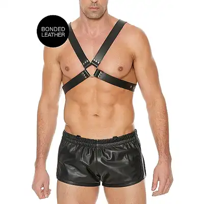 Ouch! - Men's Large Buckle Harness - Elegancki męski harness.  One Size - Czarny. Fetish Brand of the Year. Ostatnia sztuka!