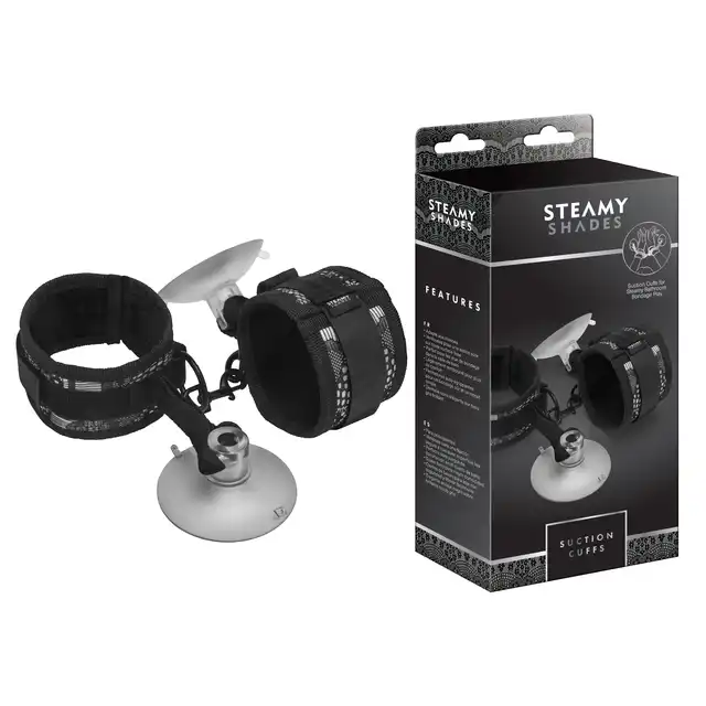Steamy Shades - Suction Cuffs. Eleganckie kajdanki z mocnymi, rewolucyjnymi przyssawkami. 