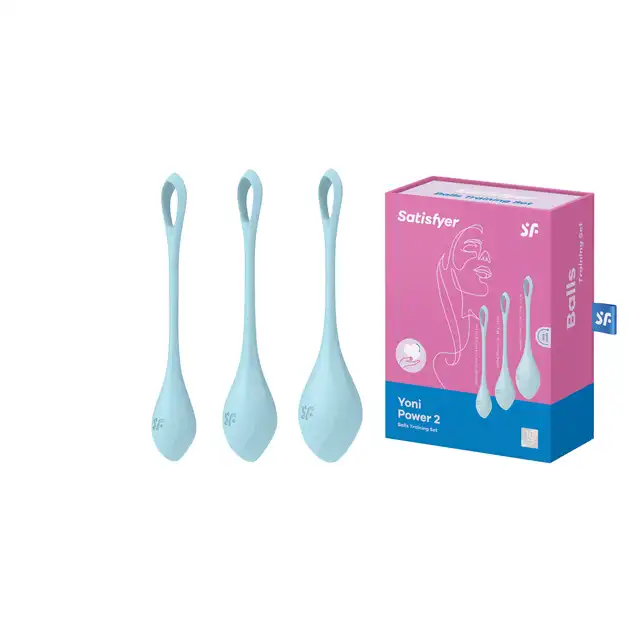 Satisfyer - Yoni Power 2 Light blue - zestaw kulek Gejszy. Ultra przyjemny silikon medyczny. Mega Sale!