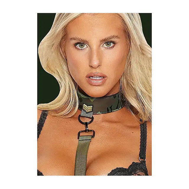 Ouch! - Collar with Leash Army. Zestaw smyczy oraz obroży w stylu armii. Premium design. Ostatnia sztuka!