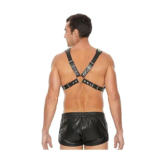 Ouch! - Men's Pyramid Stud Body Harness - Męski super harness. One Size - Czarna. Fetish Brand of the Year. Ostatnia sztuka!