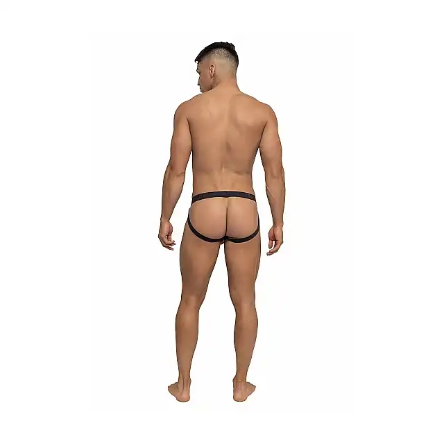 Male Power - Jock Print L/XL. Slipy męskie z otwartym tyłem oraz tęczową jodełką 