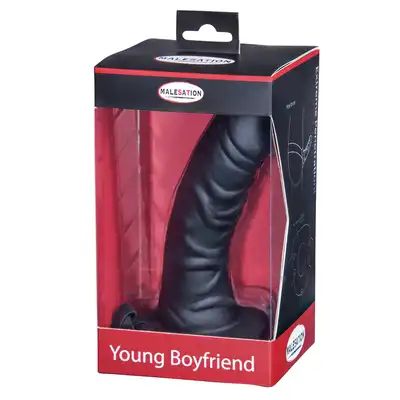 Malestation - Young Boyfriend. Wygodny czarny strapon dla mężczyzn z wytrzymałą uprzężą 