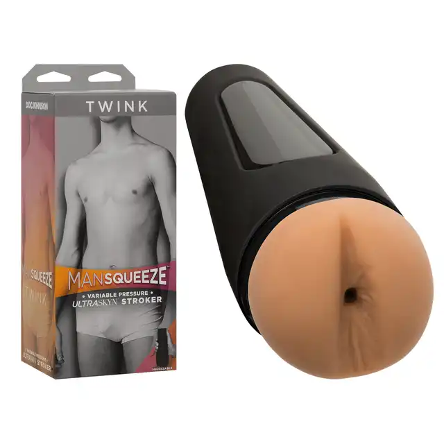 Man Squeeze - Twink. Ultraskyn Strker. Masturbator męski z regulowaną siłą ciasności i ssania. Teksturowane wnętrze.