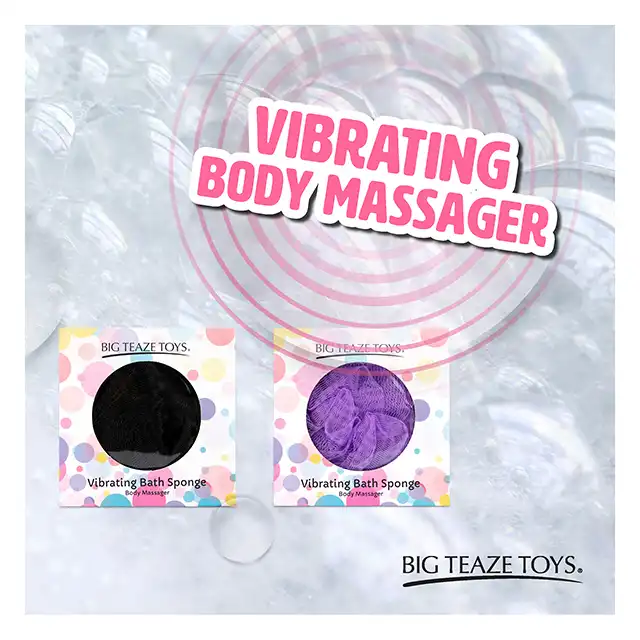 Big Teaze Toys - Bath Sponge Vibrating Purple. Zestaw gąbeczki do kąpieli i wibratora 