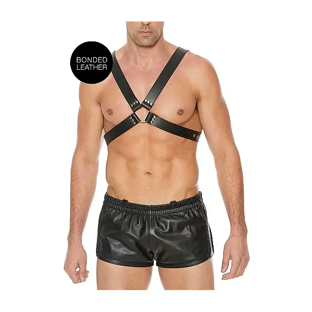 Ouch! - Men's Large Buckle Harness - Elegancki męski harness.  One Size - Czarny. Fetish Brand of the Year. Ostatnia sztuka!
