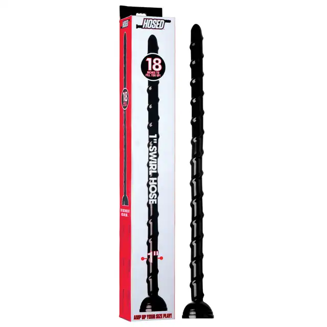 Hosed - Swirl Hose 46cm. Wielkie i giętkie, czarne mega dildo. Mocna przyssawka i extra dawka emocji.