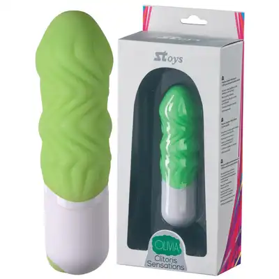 Stoys - Olivia Silicone Vibrator. Jasnozielony wibrator ze żłobieniami. Super stymulacja łechtaczki. Mega Sale!