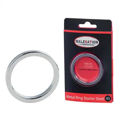 Malestation - Metal Ring Starter Stal 4,5 cm. Klasyczny i elegancki pierścień erekcyjny na penisa ze stali nierdzewnej