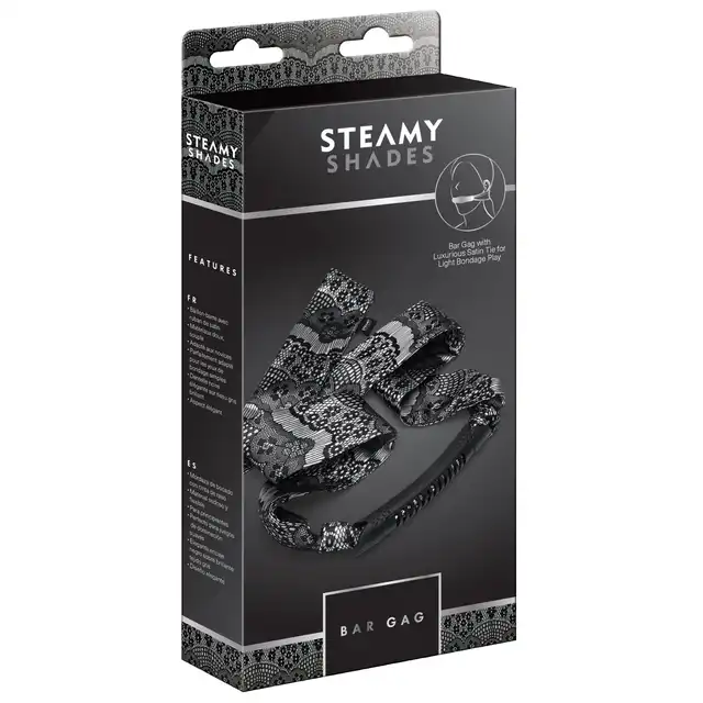 Steamy Shades - Bar Gag - knebel poprzeczny z ekskluzywna, satynową wstążką