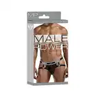 Male Power - Jock Ring Black L/XL. Seksowne slipki z metalowymi kółkami oraz otwartym tyłem 