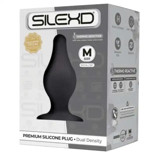 SilexD - Model 2 Silicone Plug M black. Termoreaktywna silikonowa wtyczka analna