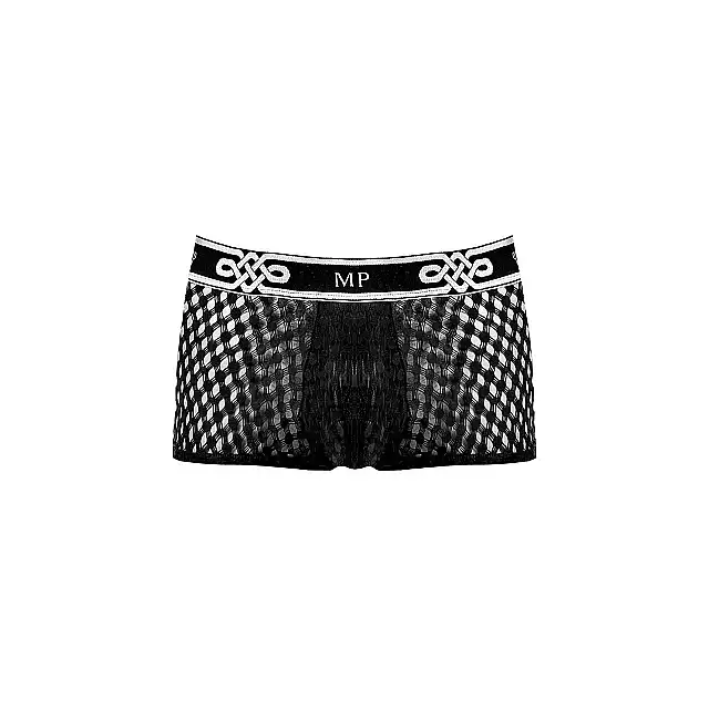 Male Power - Mini Short Black. Bokserki męskie z siateczkowego materiału. Niska talia i miękki materiał
