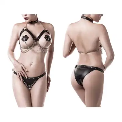 Grey Velvet - Przepiękny, profesjonalny i elegancki harness. 3 częściowy. Rozmiar uniwersalny XS-L