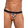 Male Power - Jock Print L/XL. Slipy męskie z otwartym tyłem oraz tęczową jodełką 
