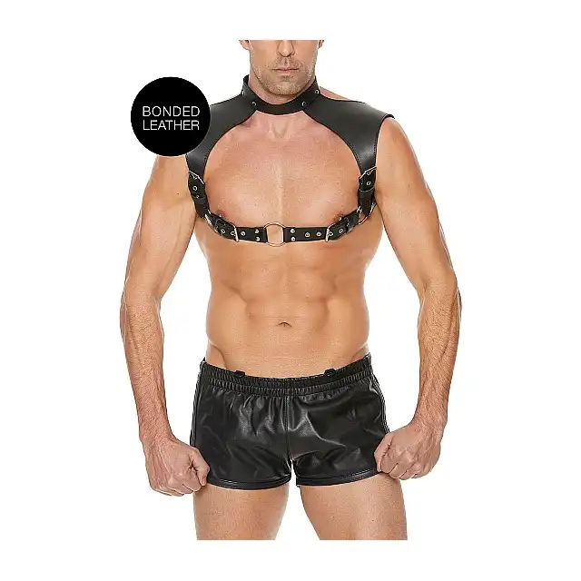 Ouch! - Men Harness with Neck Collar - One Size - Czarna. Fetish Brand of the Year